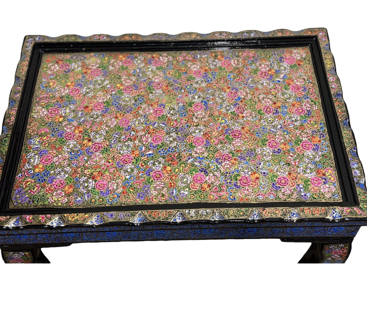 Handmade Paper Mache Table , Hand Painted Vintage Papier mache 